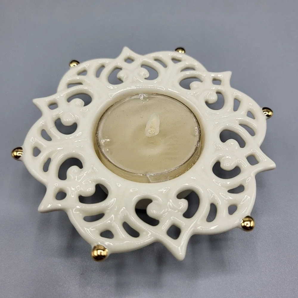 Vintage Lenox Snow Lights Porcelain Sparkle Votive Candle Holder Taiwan